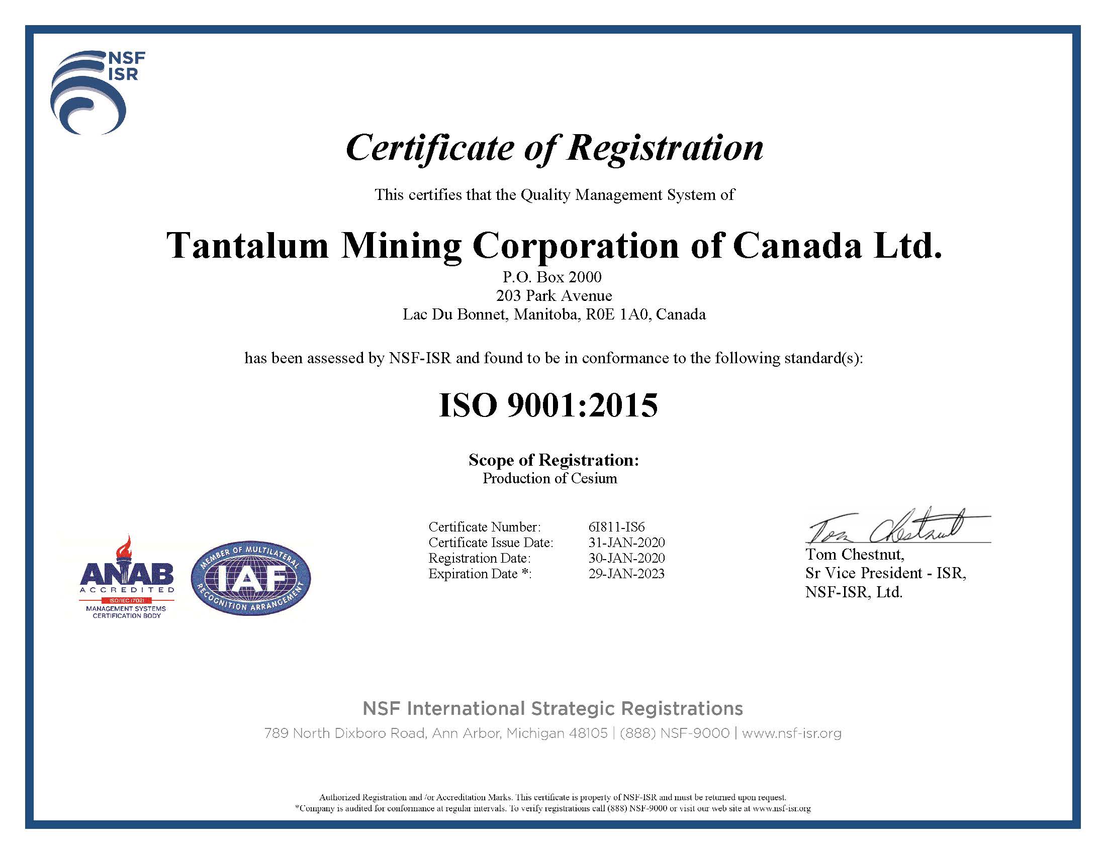  Qualification Certificate by Canada Institute